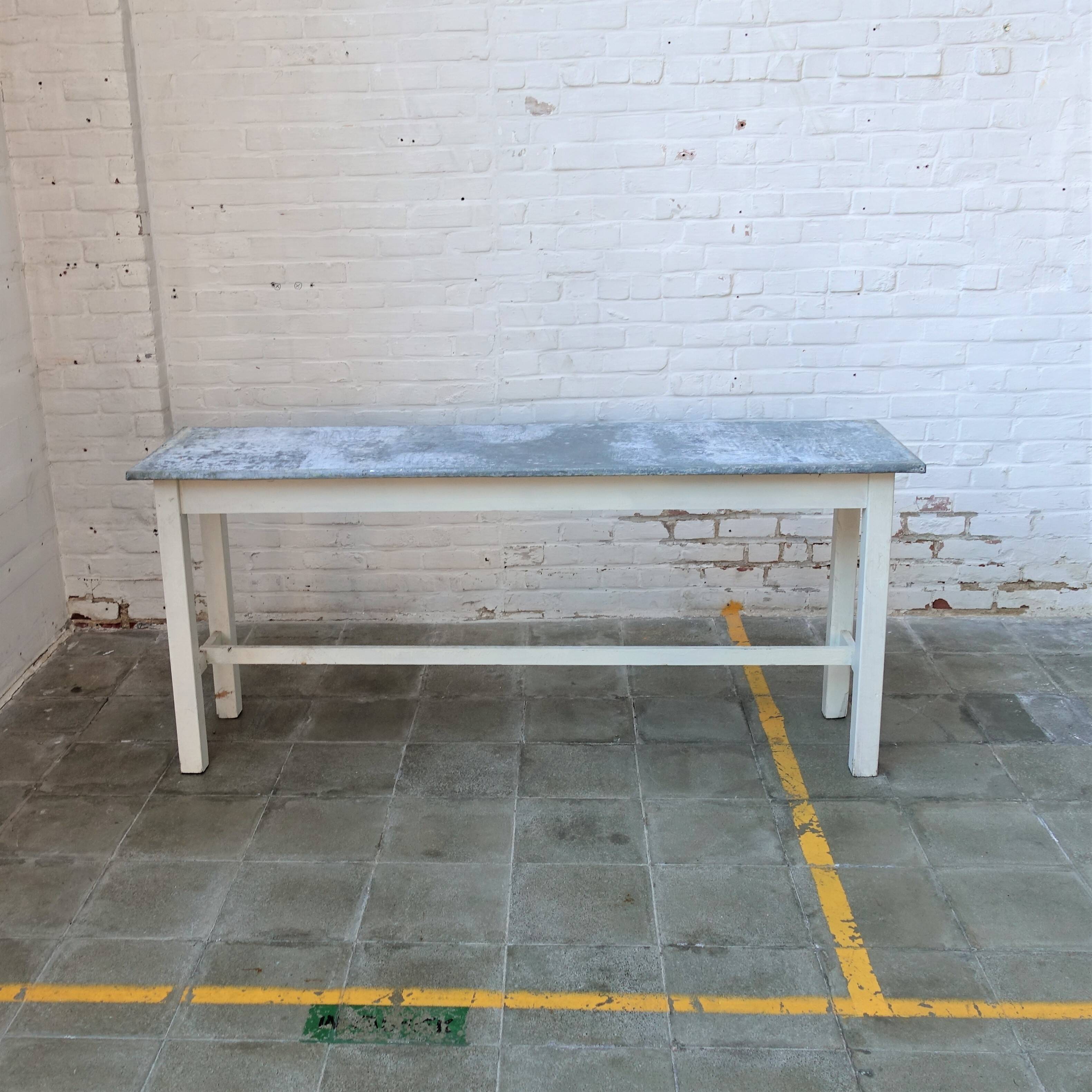 Vintage zinc topped topped farmer table