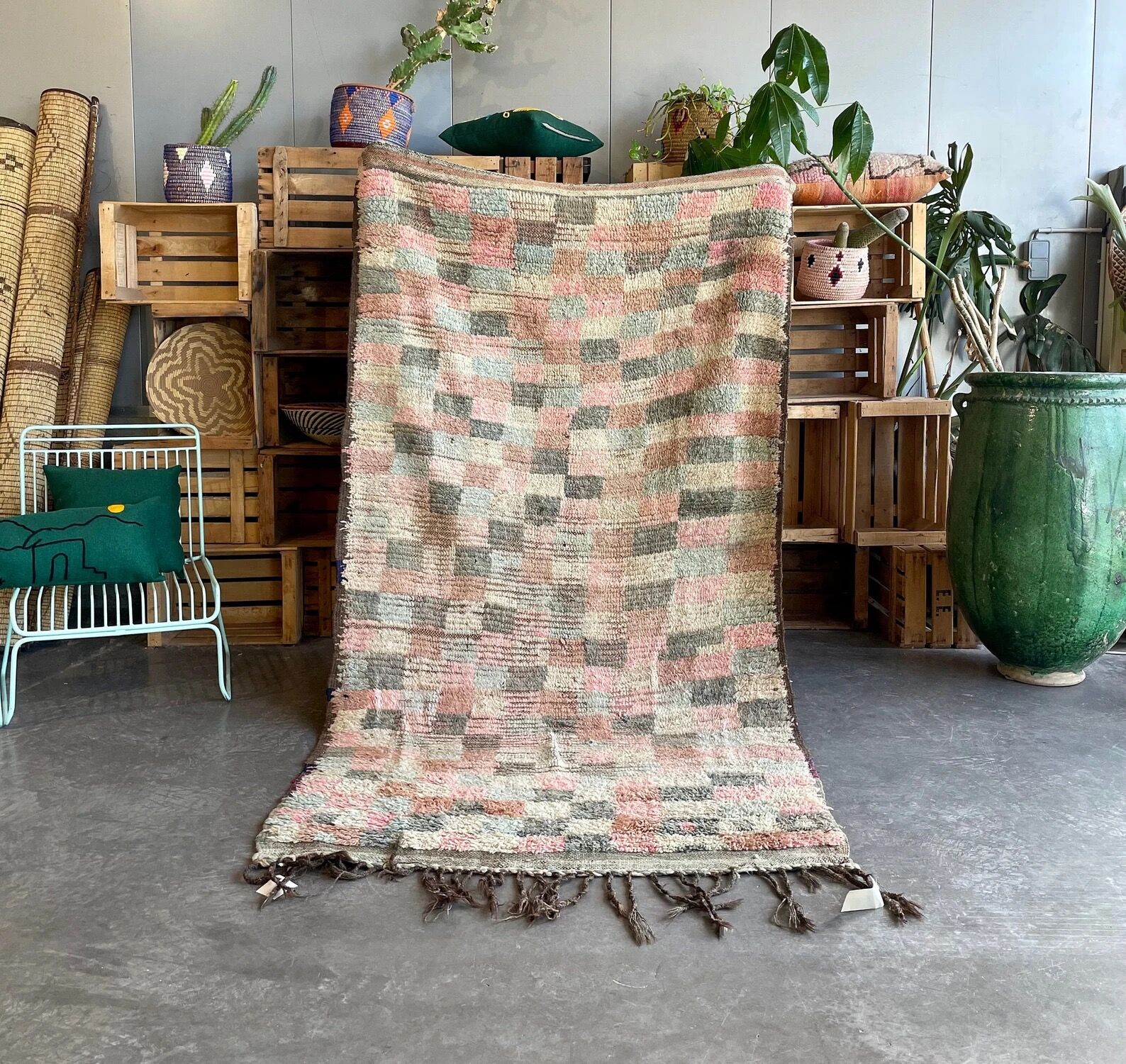 Modern berber rug boujad wool