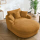 Belem meridian sofa by bobo chic in textured ochre fabric.