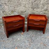 Pair of Scandinavian style bedside tables Gautier furniture with lighting 70s