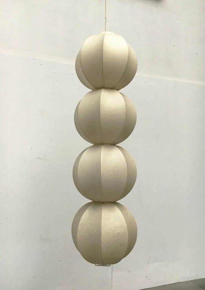 German cocoon pendant lamp from the mid-century by Friedel Wauer for Goldkant Leuchten, 1960s.