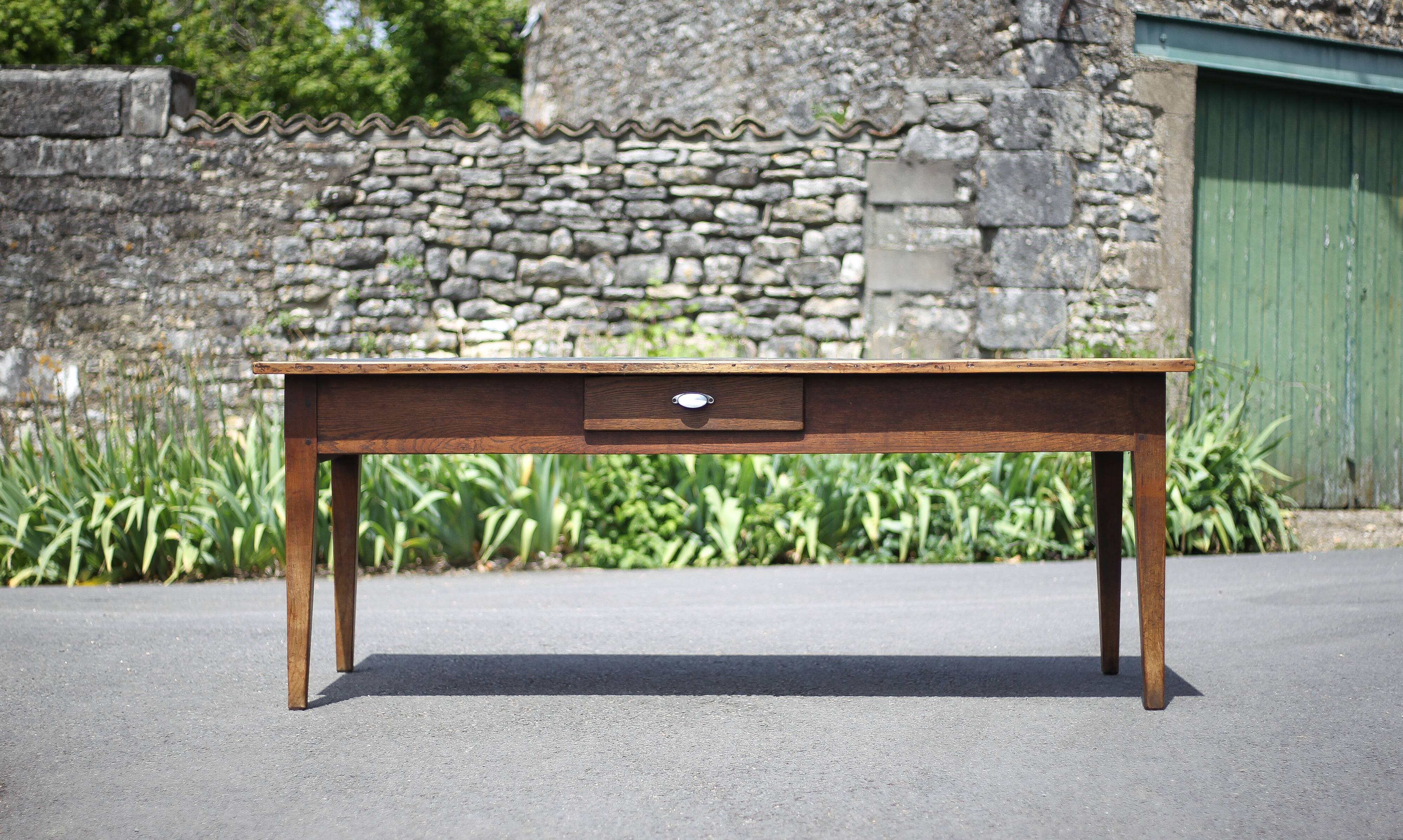 Farmhouse table and its 2 benches, living room table, wooden table with pair of wooden benches