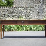 Farmhouse table and its 2 benches, living room table, wooden table with pair of wooden benches