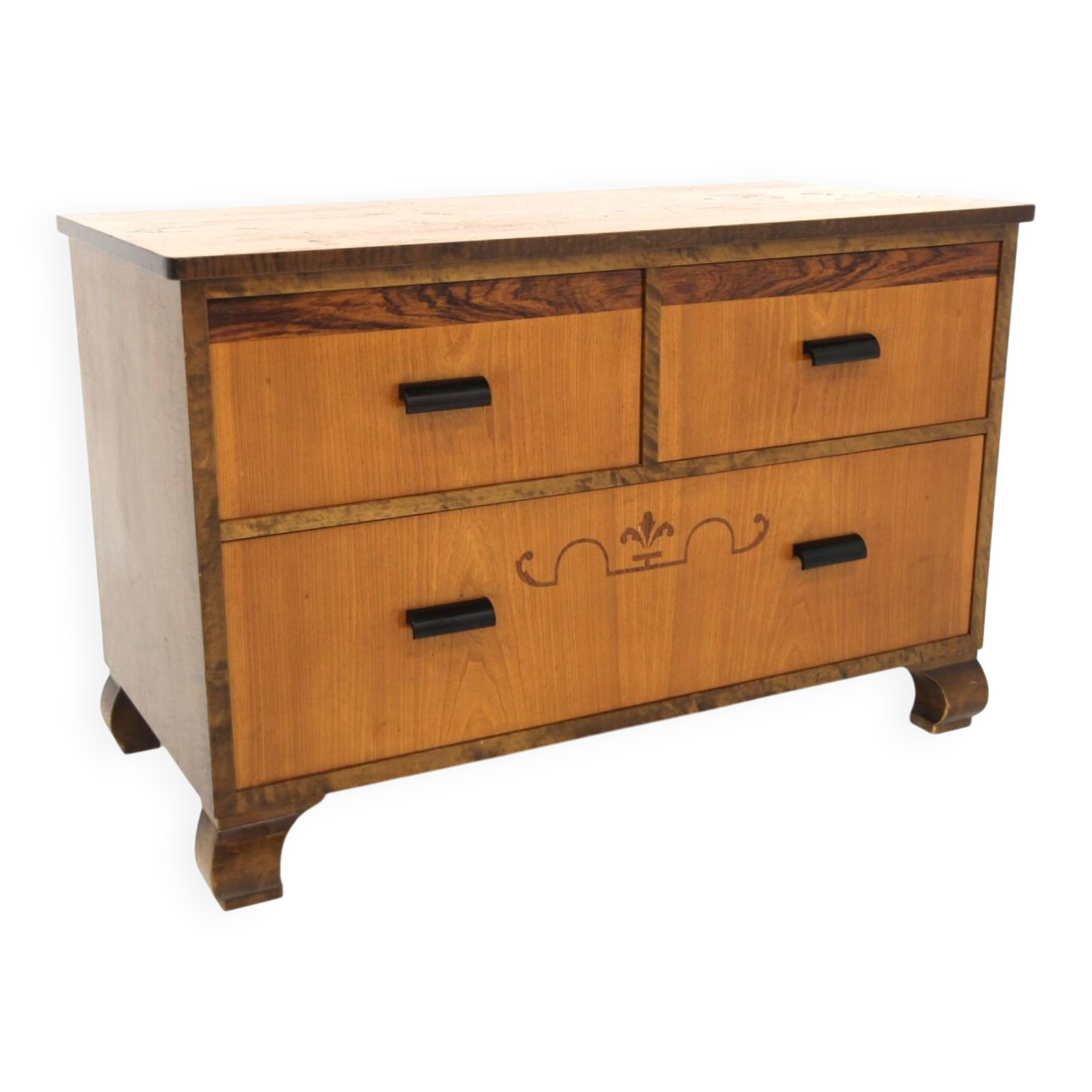 Commode scandinave en orme et en noyer, Swedish Modern, Suède, 1930