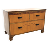 Scandinavian chest of drawers in elm and walnut, Swedish Modern, Sweden, 1930.