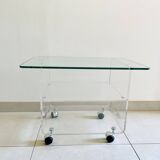 Desserte / Table Basse David Lange pour Roche Bobois Plexiglas & Verre 1970