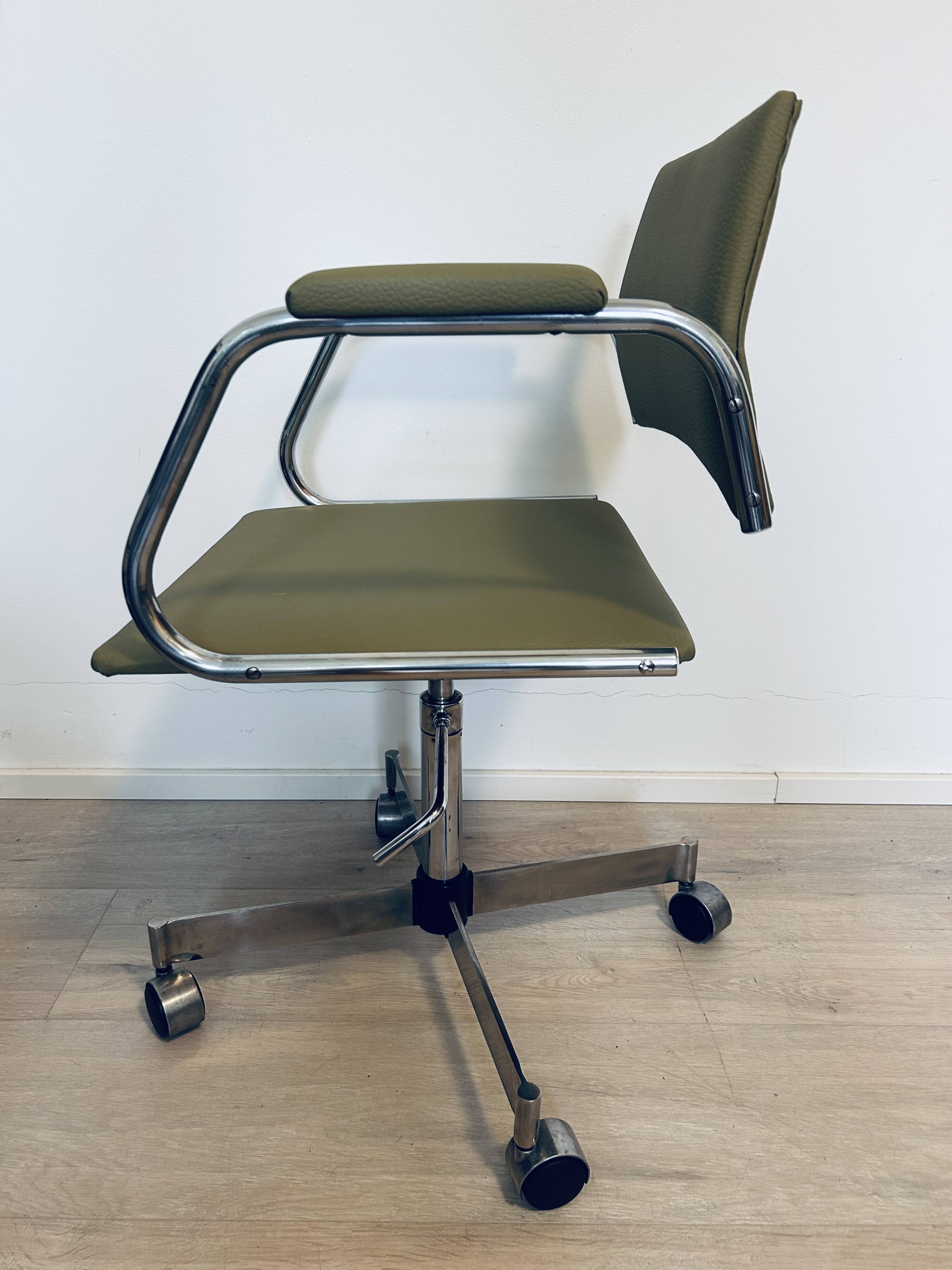 Vintage Light Olive Office Arm Chair by Kovona from Czechoslovakia 1970’s