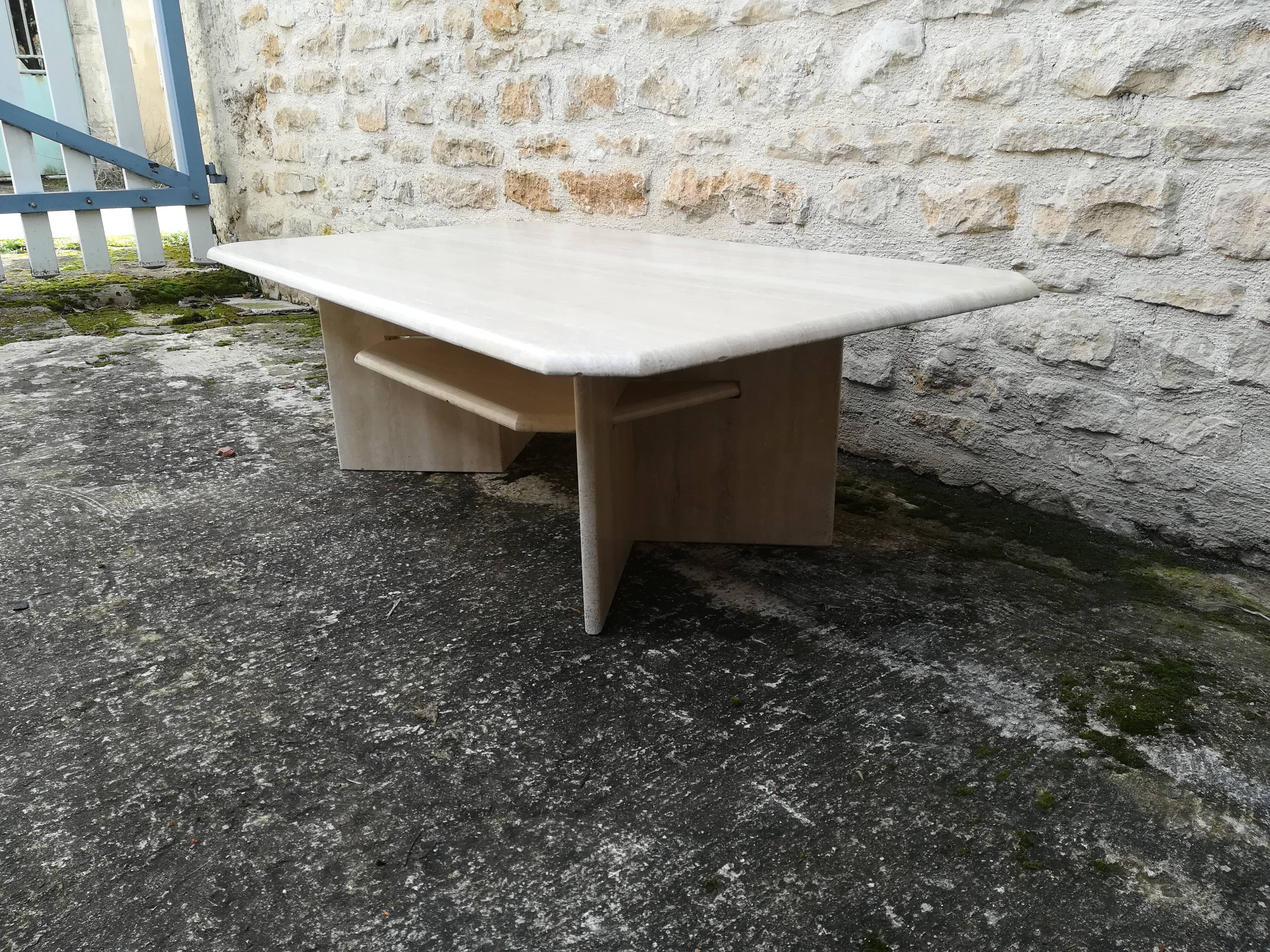 Travertine coffee table