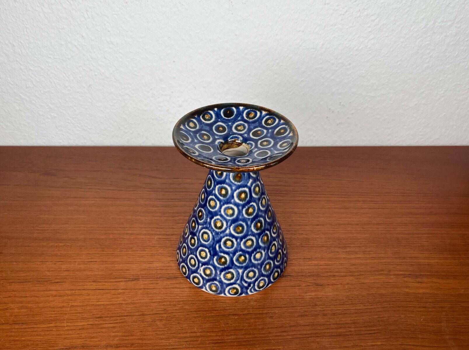 Mid-Century Modern German Vase with Peacock Design