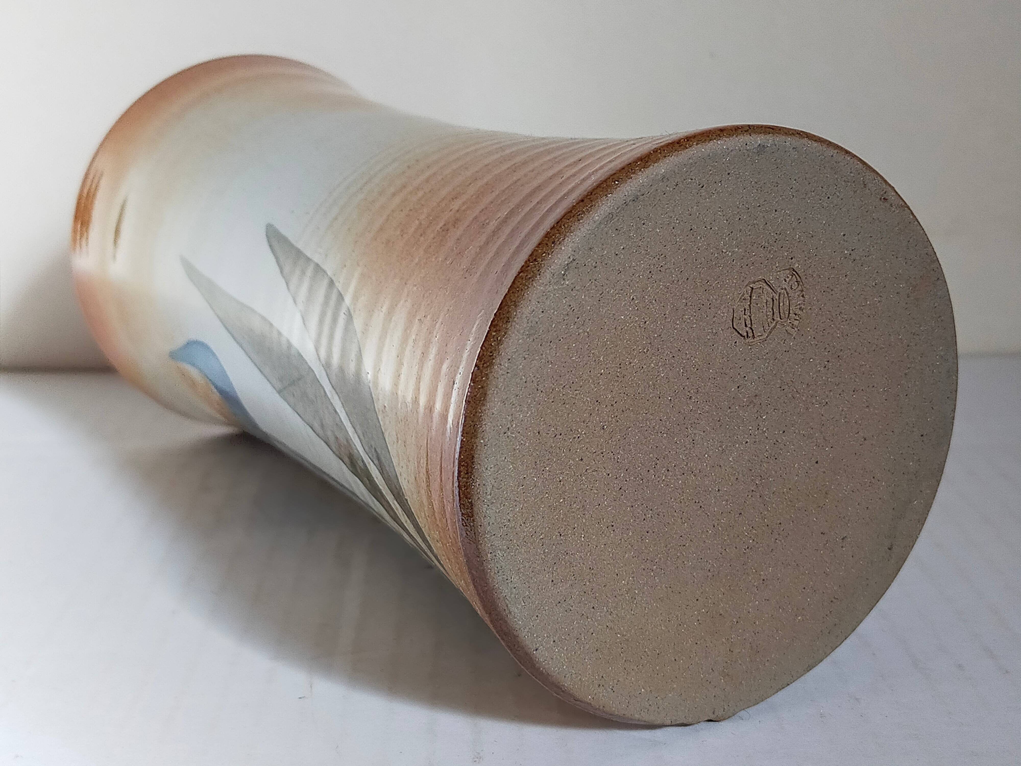 Vintage enameled stoneware potter's diabolo vase