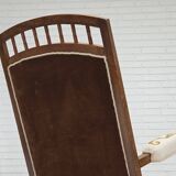 1930s, Danish highback rocking chair, original hand woven wool, ash wood.