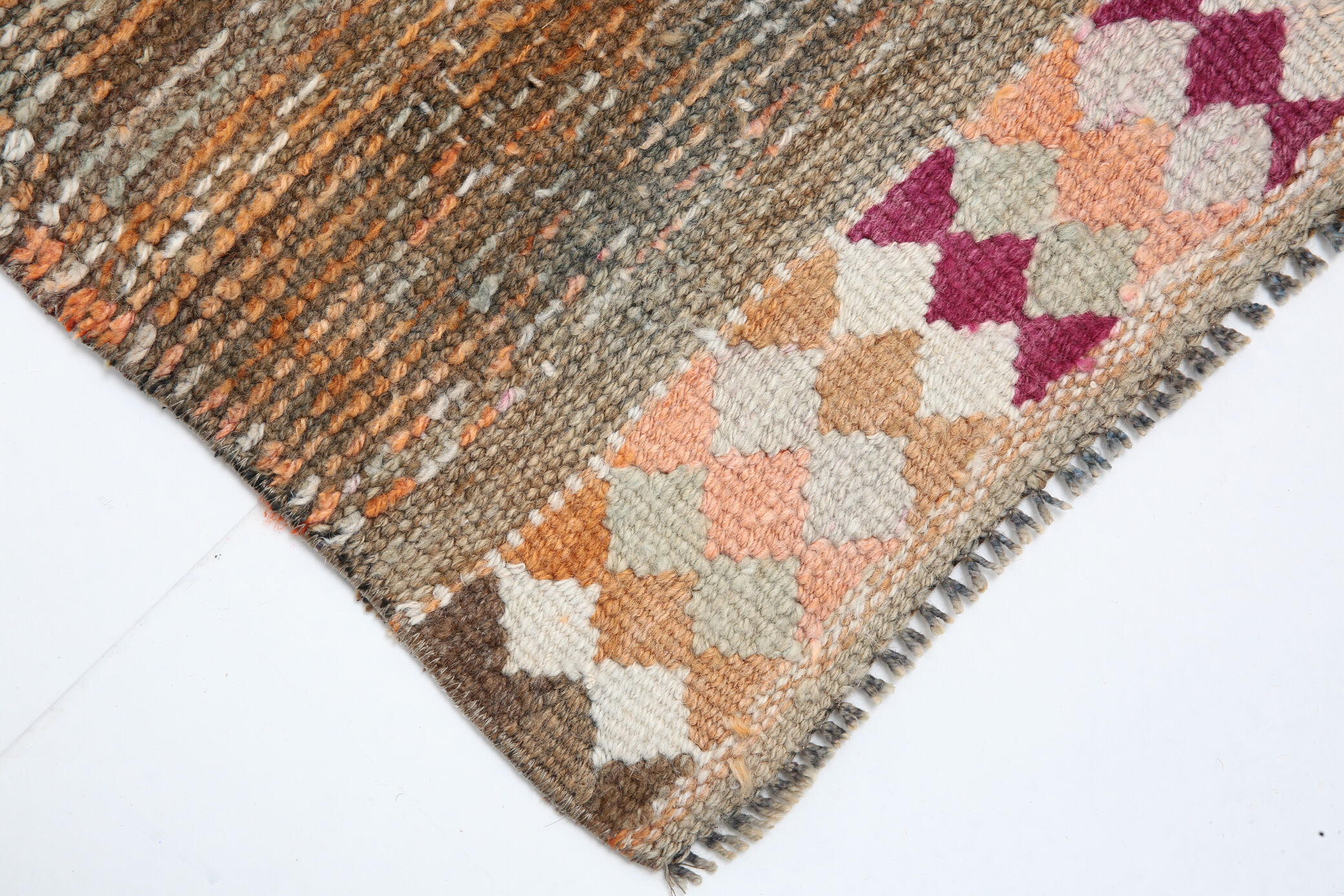 1960s antique wool vintage runner rug