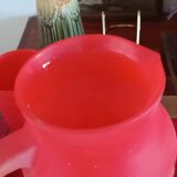 Cervé vintage red frosted glass orangeade set with fruit decoration