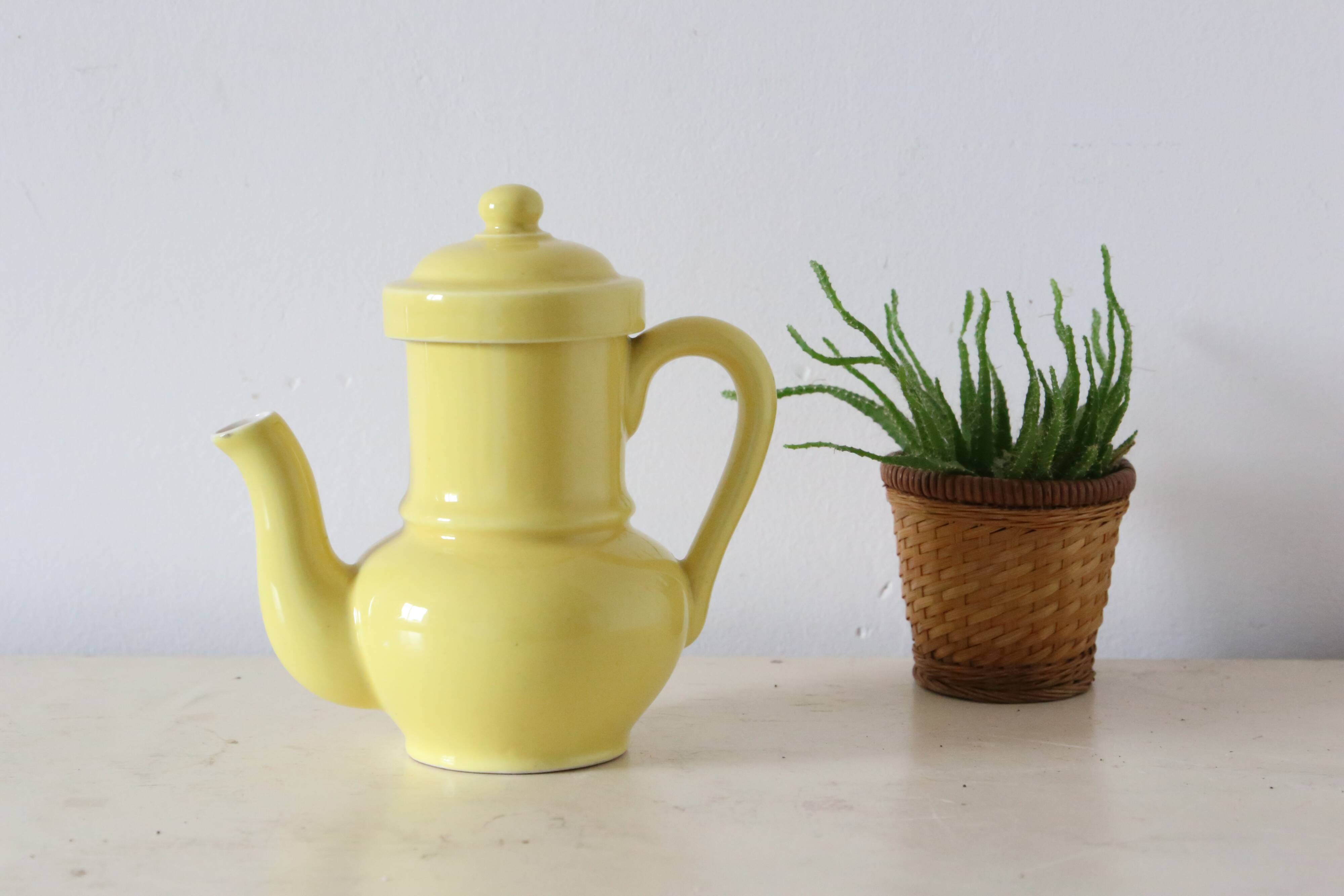 Yellow, france, vintage teapot