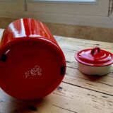 Red enameled cast iron milk jug!