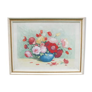Aquarelle bouquet de fleurs signée