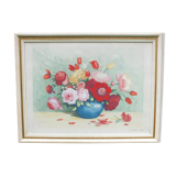 Large watercolor bouquet of flowers signed Bessonnat