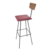 Mid century metal and rattan bar stool by Maria Witzemann for Erwin Behr, Germany 1950s
