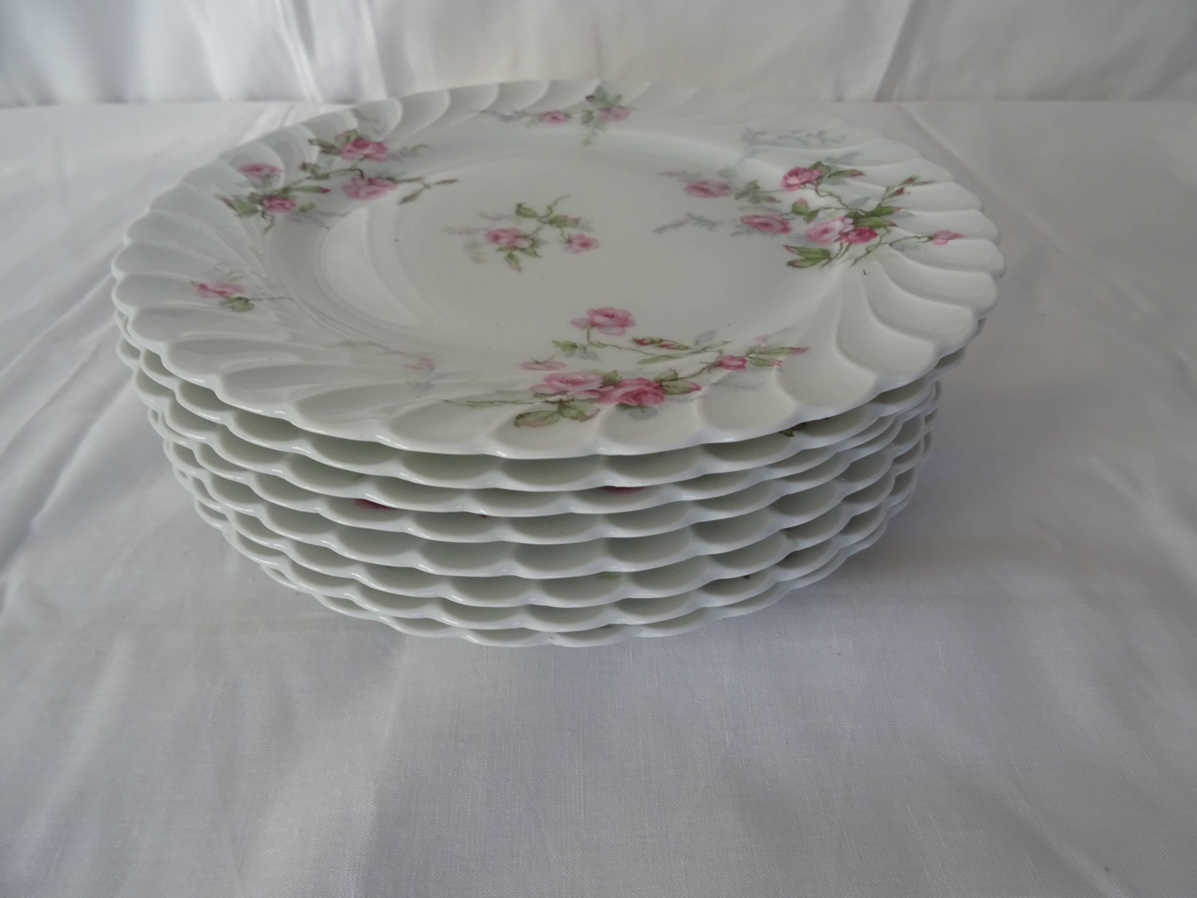 8 flat plates Haviland 426112 Sylvie flowers small roses Limoges