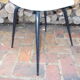 Vintage stool with tapered legs in sky blue faux leather.