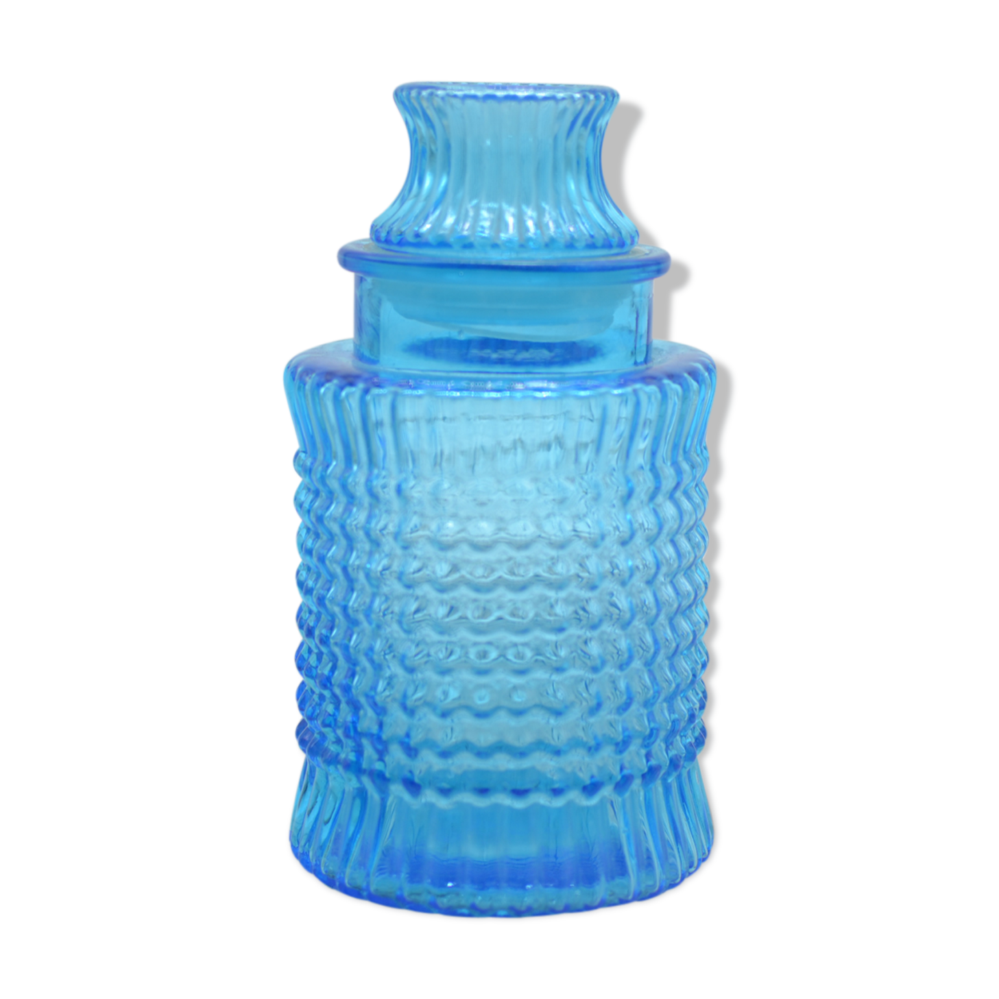 Vintage blue jar with relief