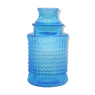 Vintage blue jar with relief