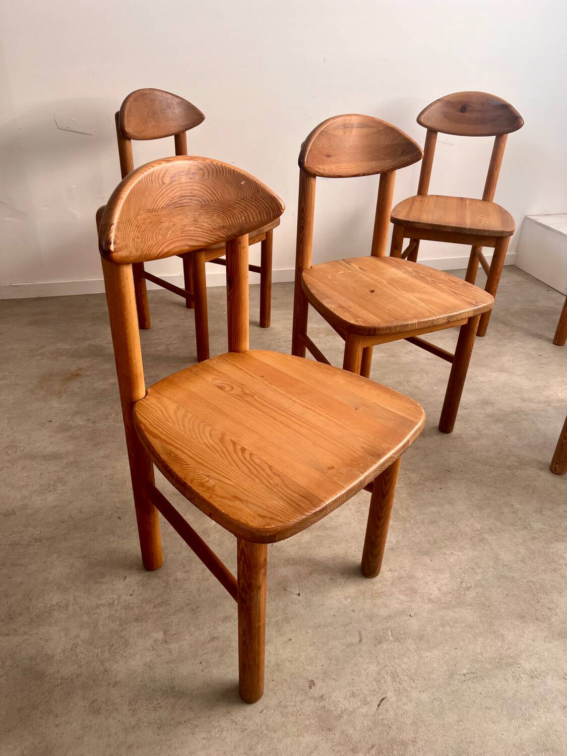 Lot de 6 chaises en pin massif design scandinave Reiner Daumiller vintage années 70
