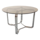 Vintage round dining table in smoked glass and chrome metal