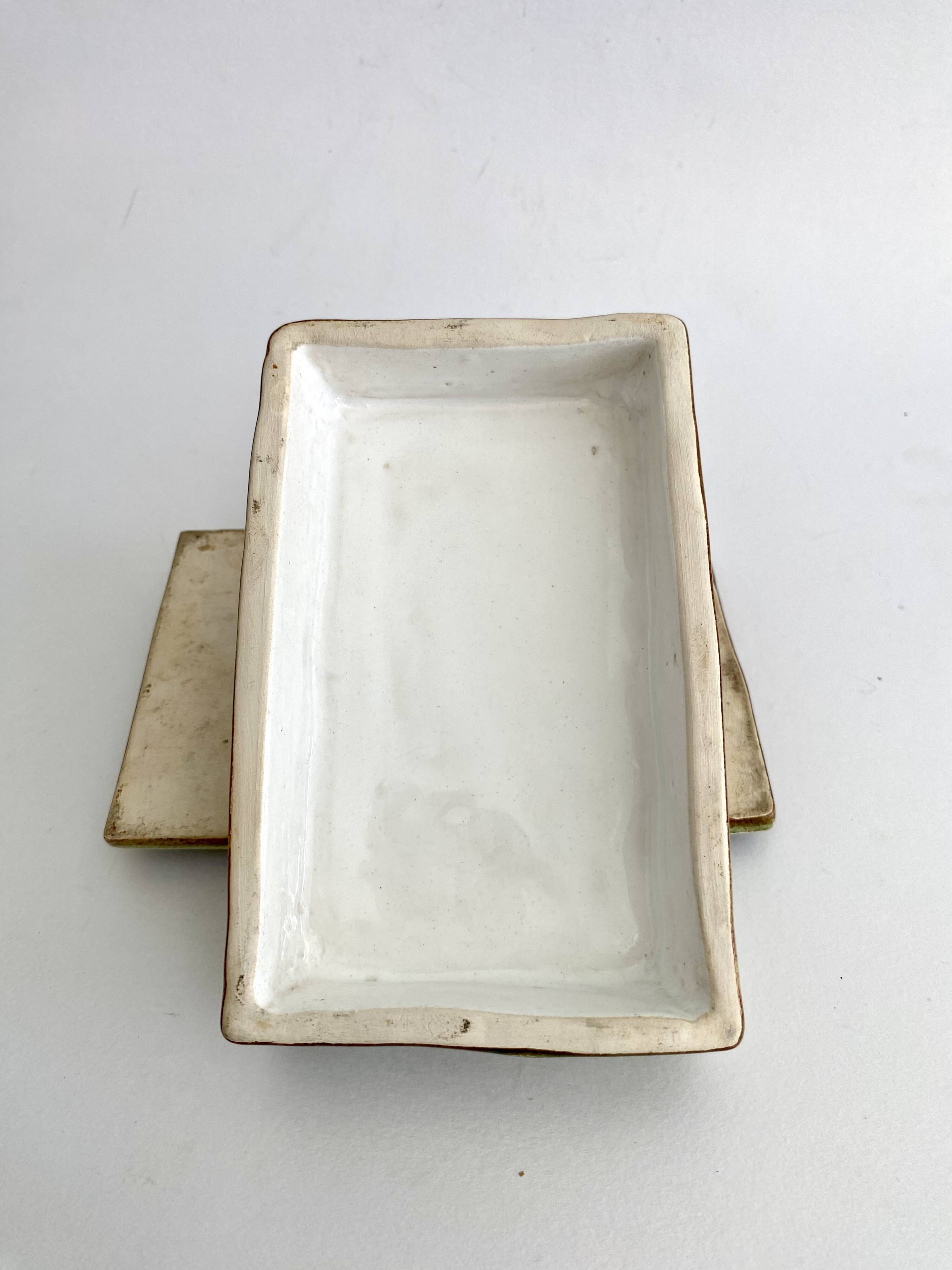 Glazed ceramic butter dish