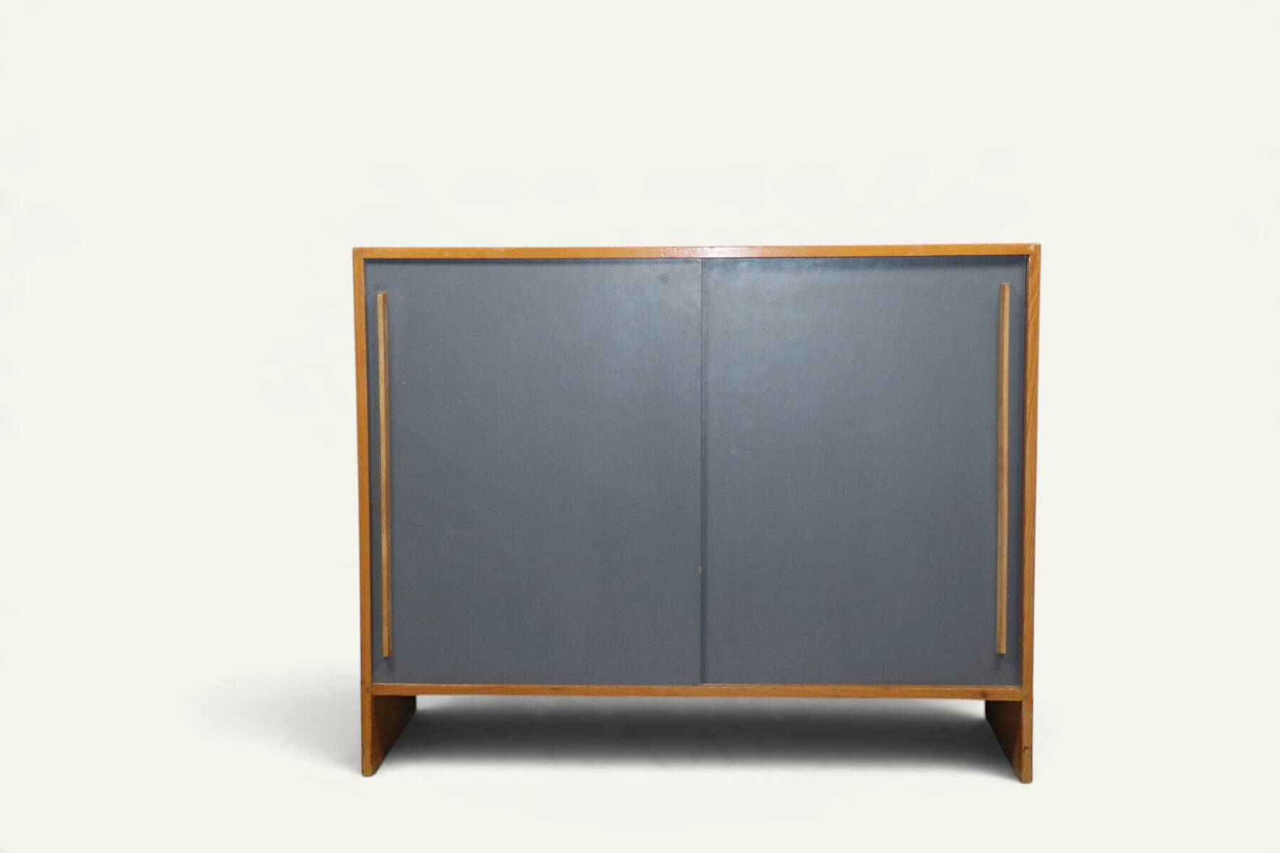 Vintage wooden sideboard with sliding doors – 1960s