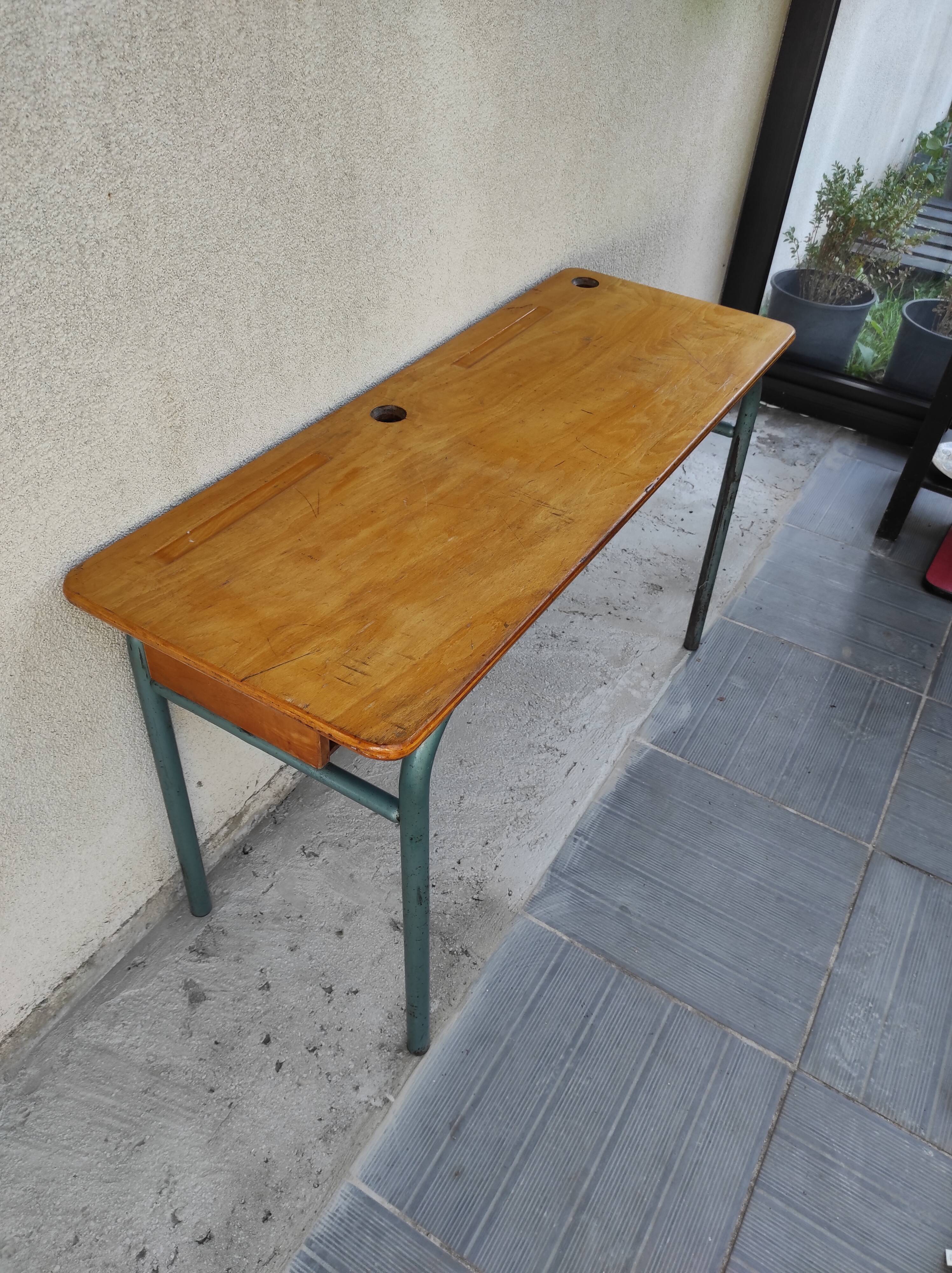 Hitler style 1960 double school desk with locker