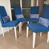 Set of 4 Calligaris chairs with Designers Guild covers.