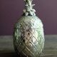 Boite ou sucrier ananas en métal chromé vintage en trois pièces