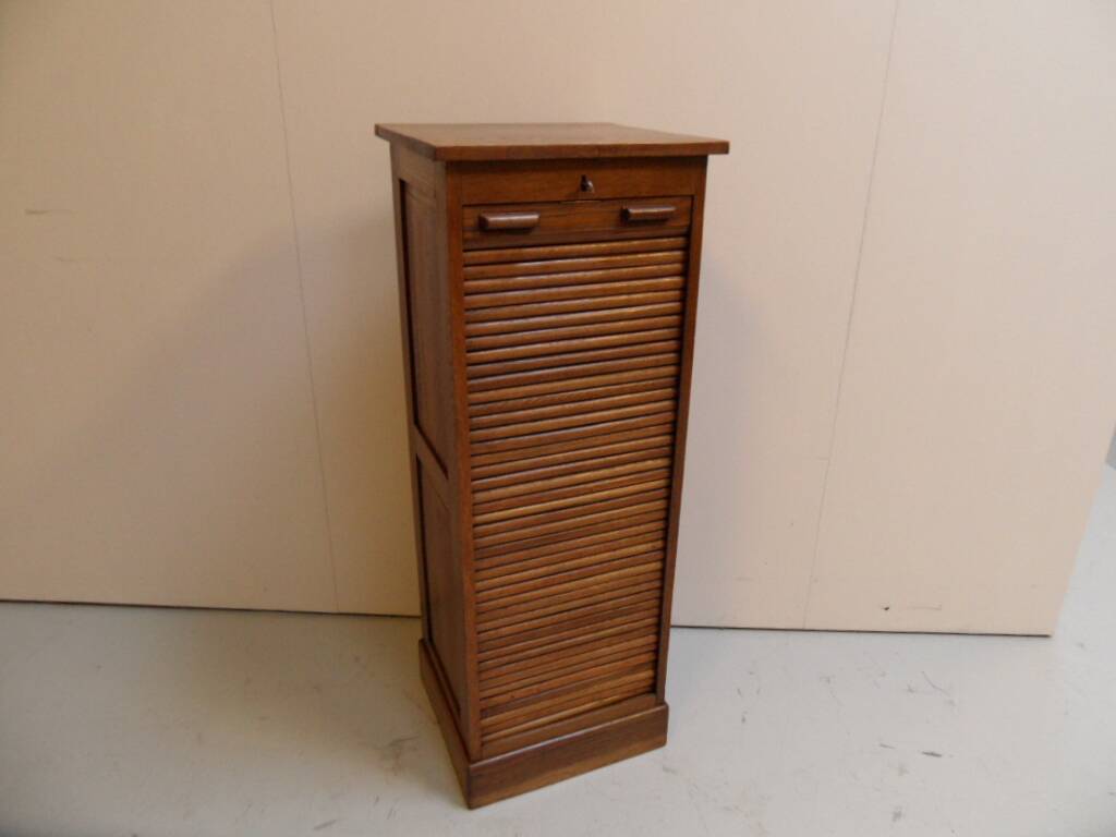 Antique oak filing cabinet with roller shutter