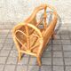 Magazine basket in vintage rattan and bamboo - heart pattern