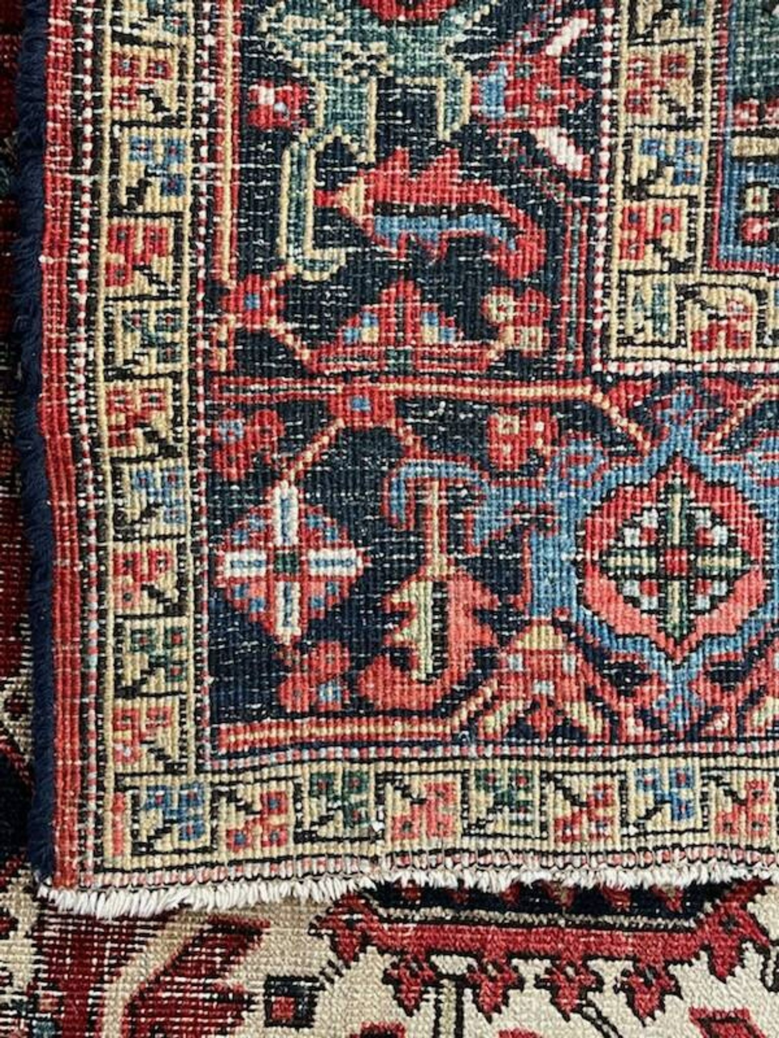 Ancient Heriz Carpet – Cobalt Blue & Indigo – 330 x 218 cm