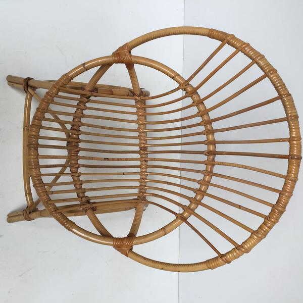 Fauteuil rotin vintage coquille