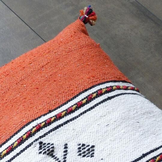 Moroccan berber cushion orange and white