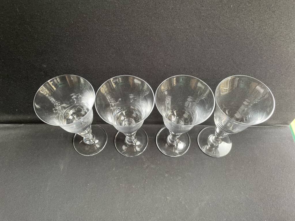 4 Water glasses – Stamped blown crystal