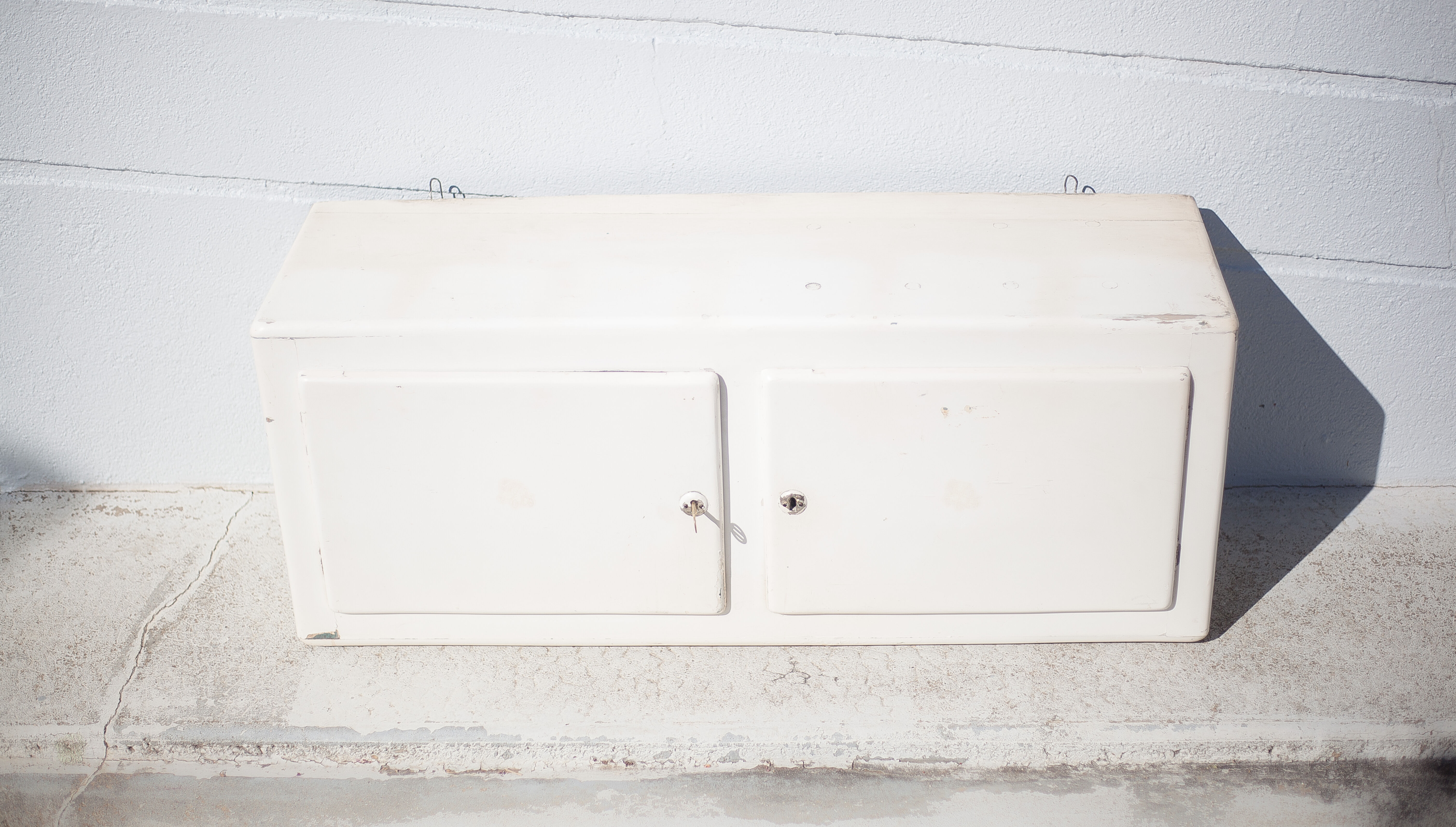 Vintage kitchen cabinet, wooden furniture 2 doors, cupboard, kitchen storage, wall cabinet