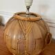 Pair of vintage rattan ball lamp bases