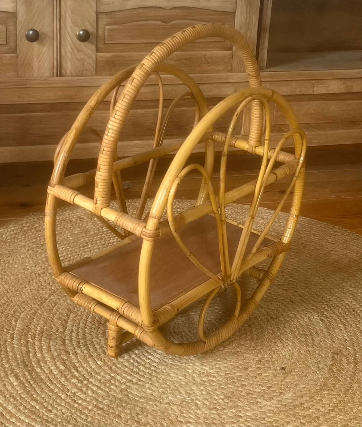 Vintage rattan magazine rack