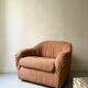 Velvet armchair in peach-orange, Steiner Paris France 1970