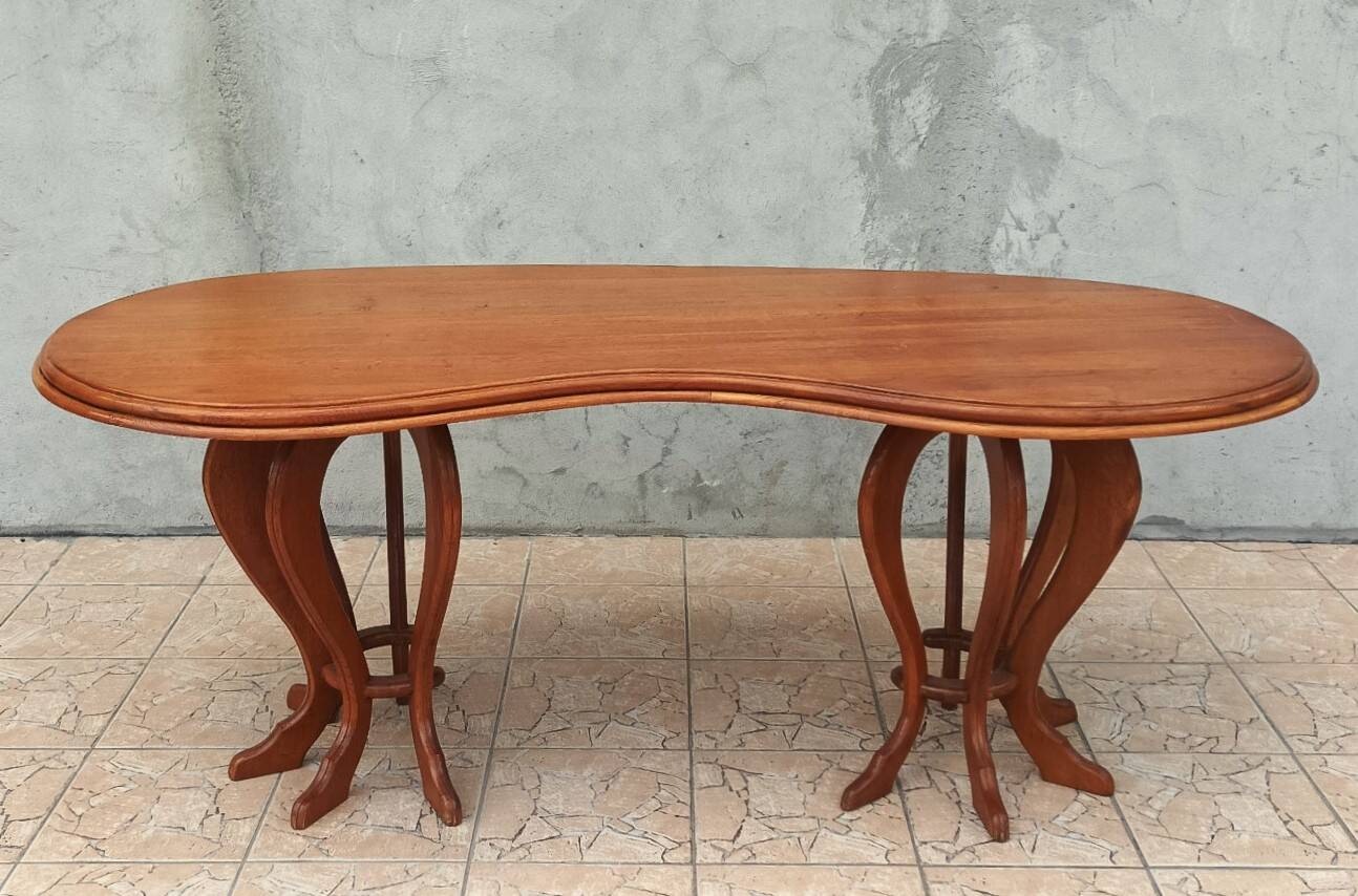 Brutalist table in solid oak