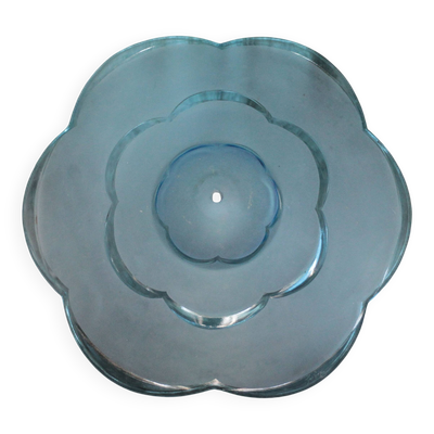 Vasque lustre art déco signée Degué vintage, vasque suspension bleu