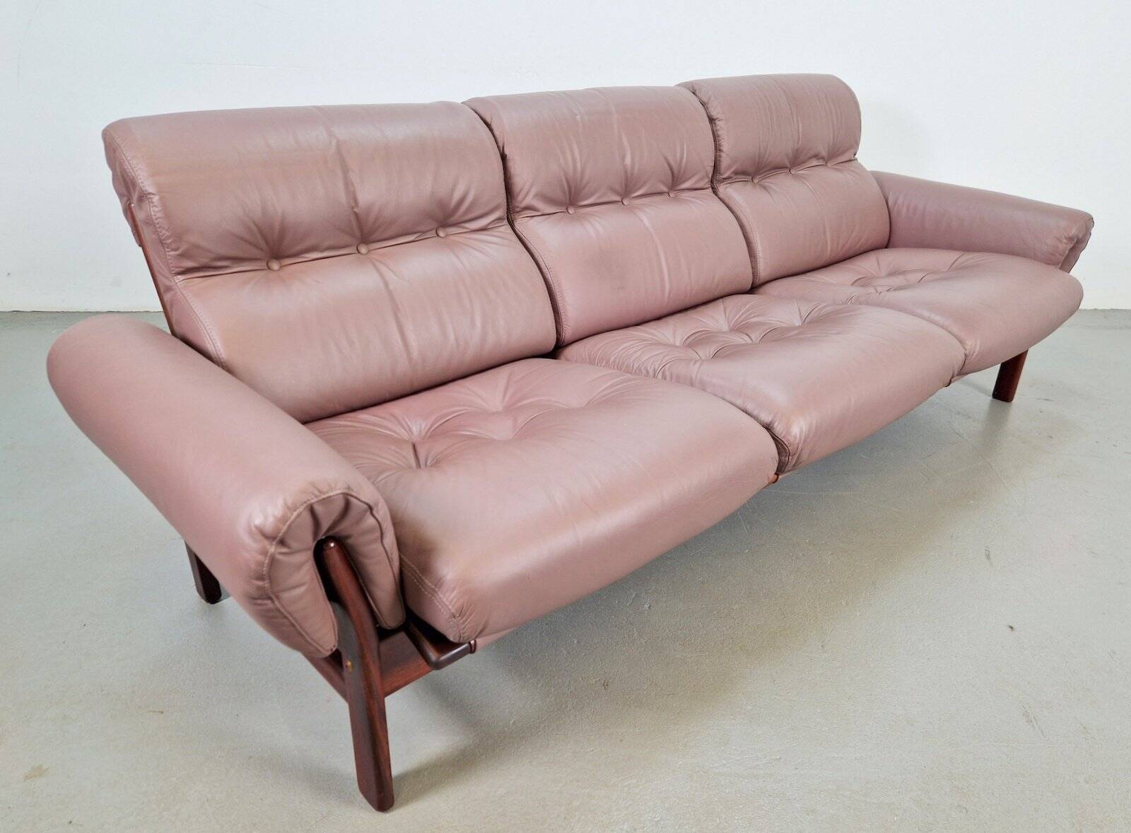 Vintage Teak Leather Sofa from Coja, Netherlands, 1960s