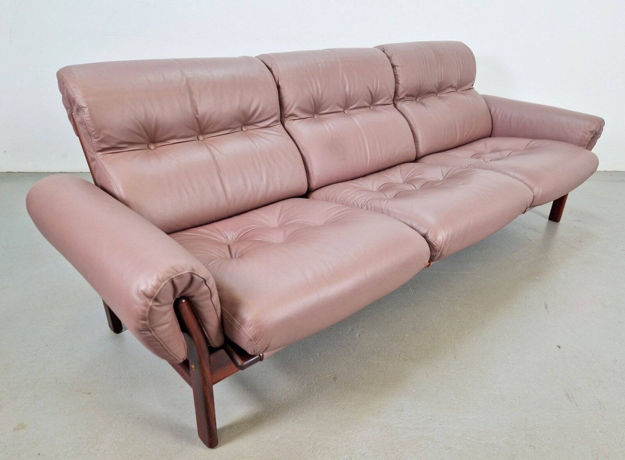 Vintage Teak Leather Sofa from Coja, Netherlands, 1960s