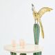 Brass cactus and parrot sculpture console Alain Chervet 1989