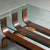 Coffee table with a steam-bent base by Ilse Möbel, 1960’s