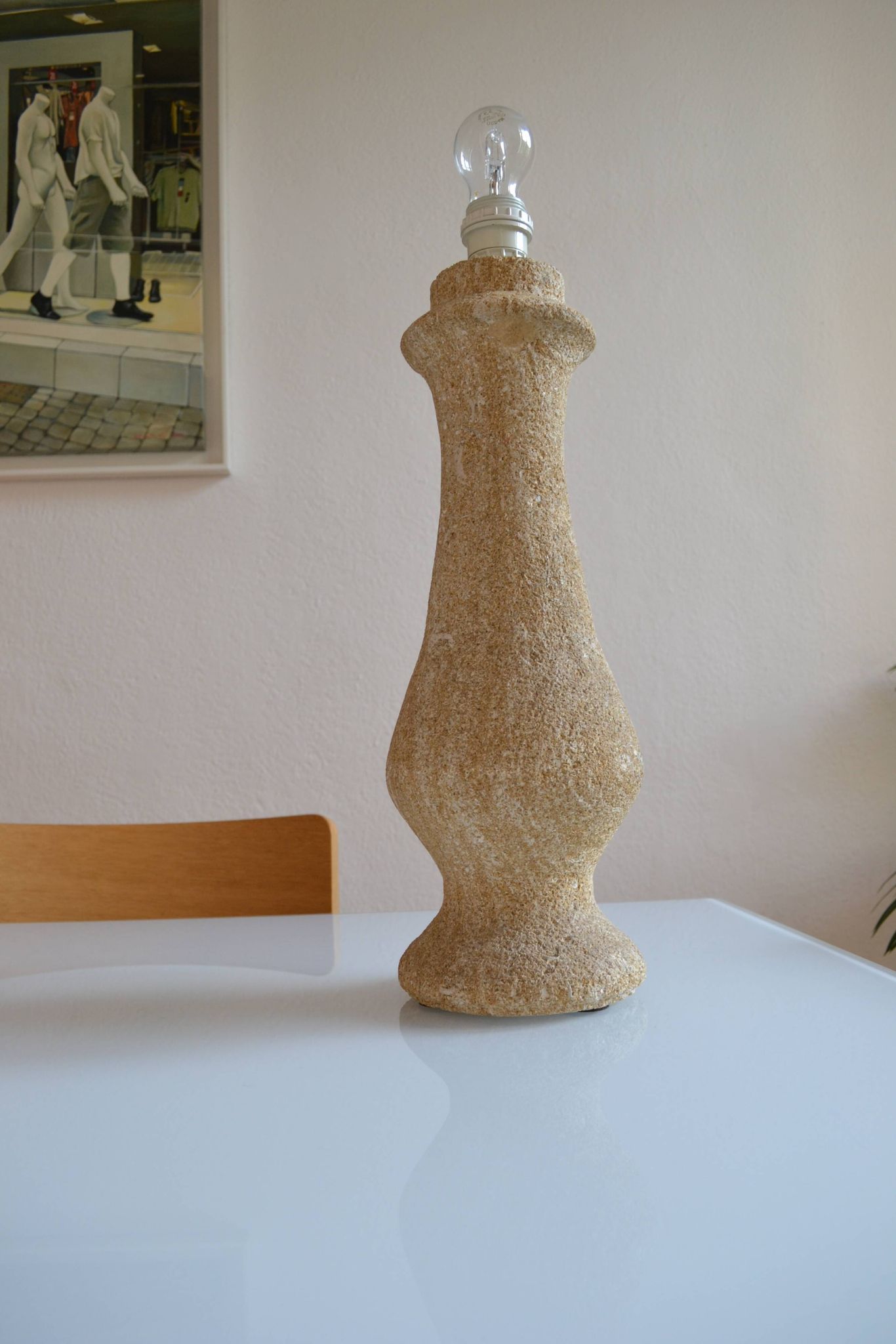 Pied de Lampe Travertin Pierre Design Fratelli Mannelli Albert Tormos